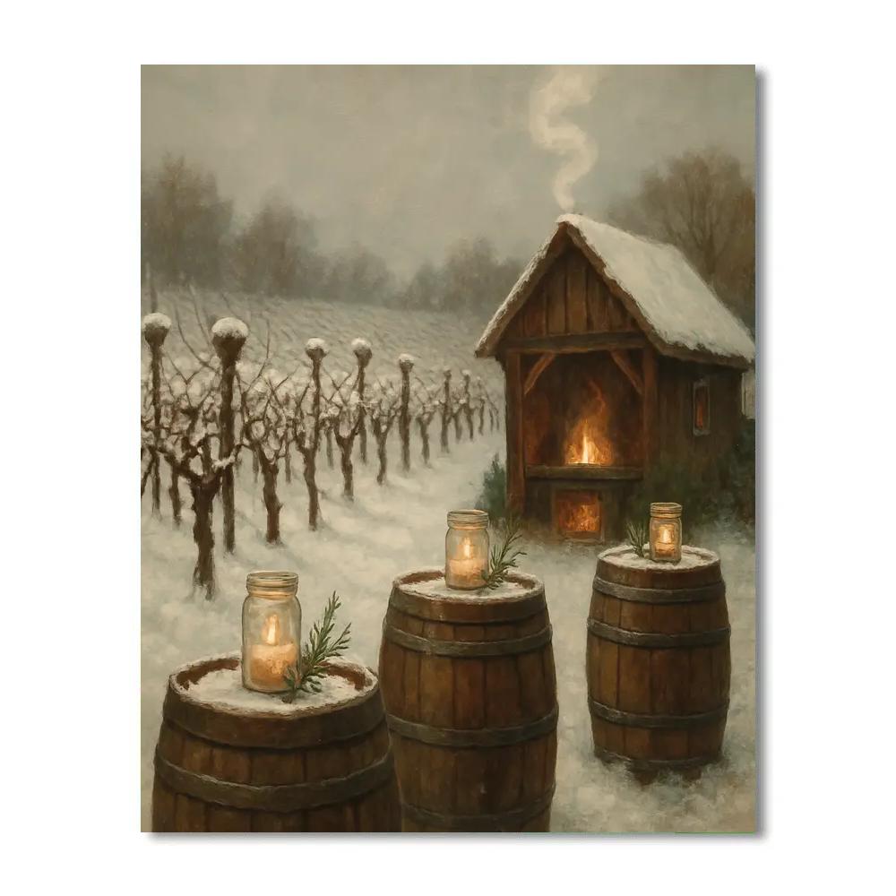 Snowy Vineyard With Mulled Wine Hut DIY paint by numbers