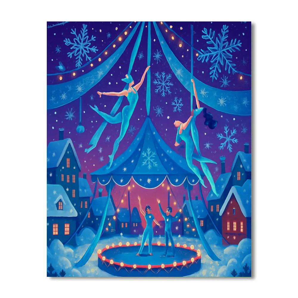 Snowflake Circus Over Town Square Painting by numbers kit