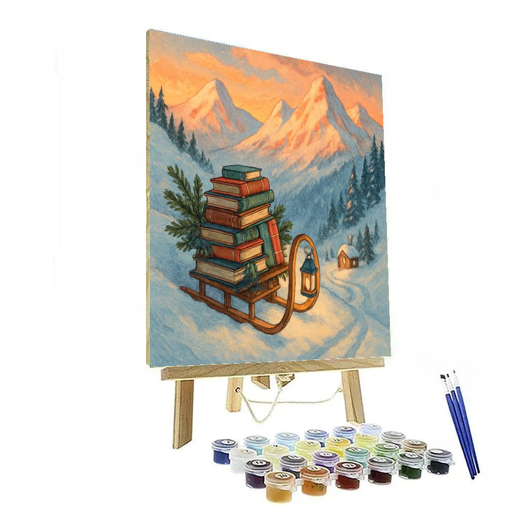 Toboggan Library On The Mountain Ridge Paint by numbers art
