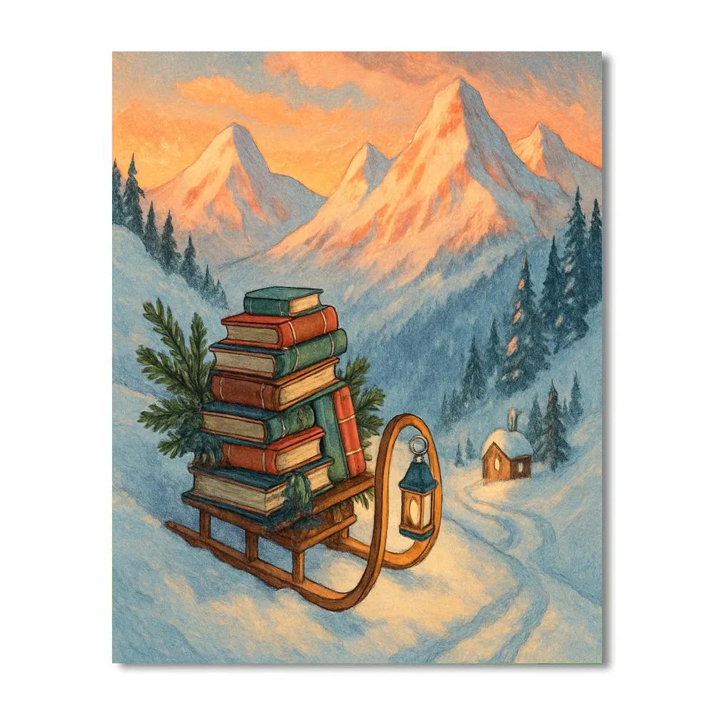 Toboggan Library On The Mountain Ridge Paint by numbers art