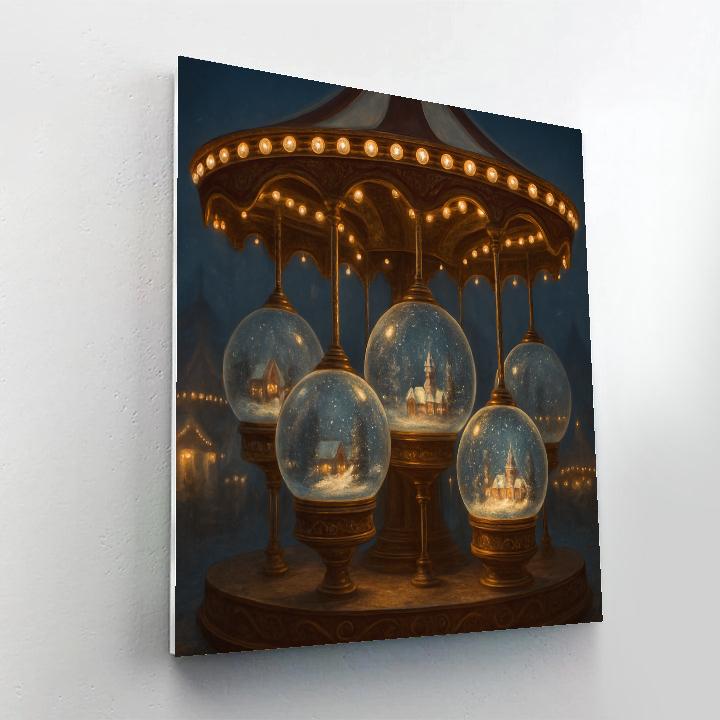 Christmas Carousel Of Snow Globes paint by numbers