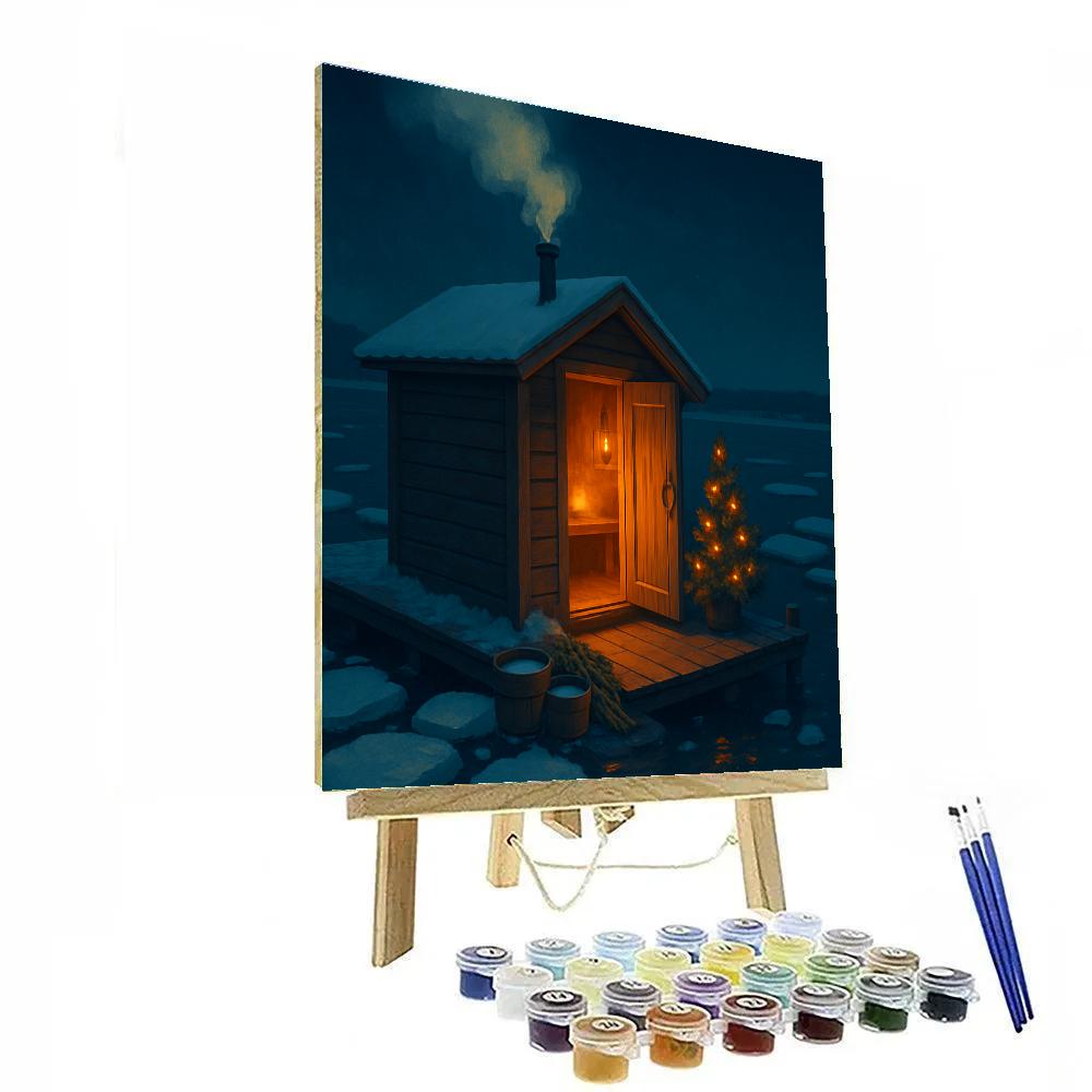 Christmas Harbor Sauna By The Ice Floes paint by color