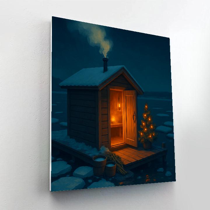 Christmas Harbor Sauna By The Ice Floes paint by color