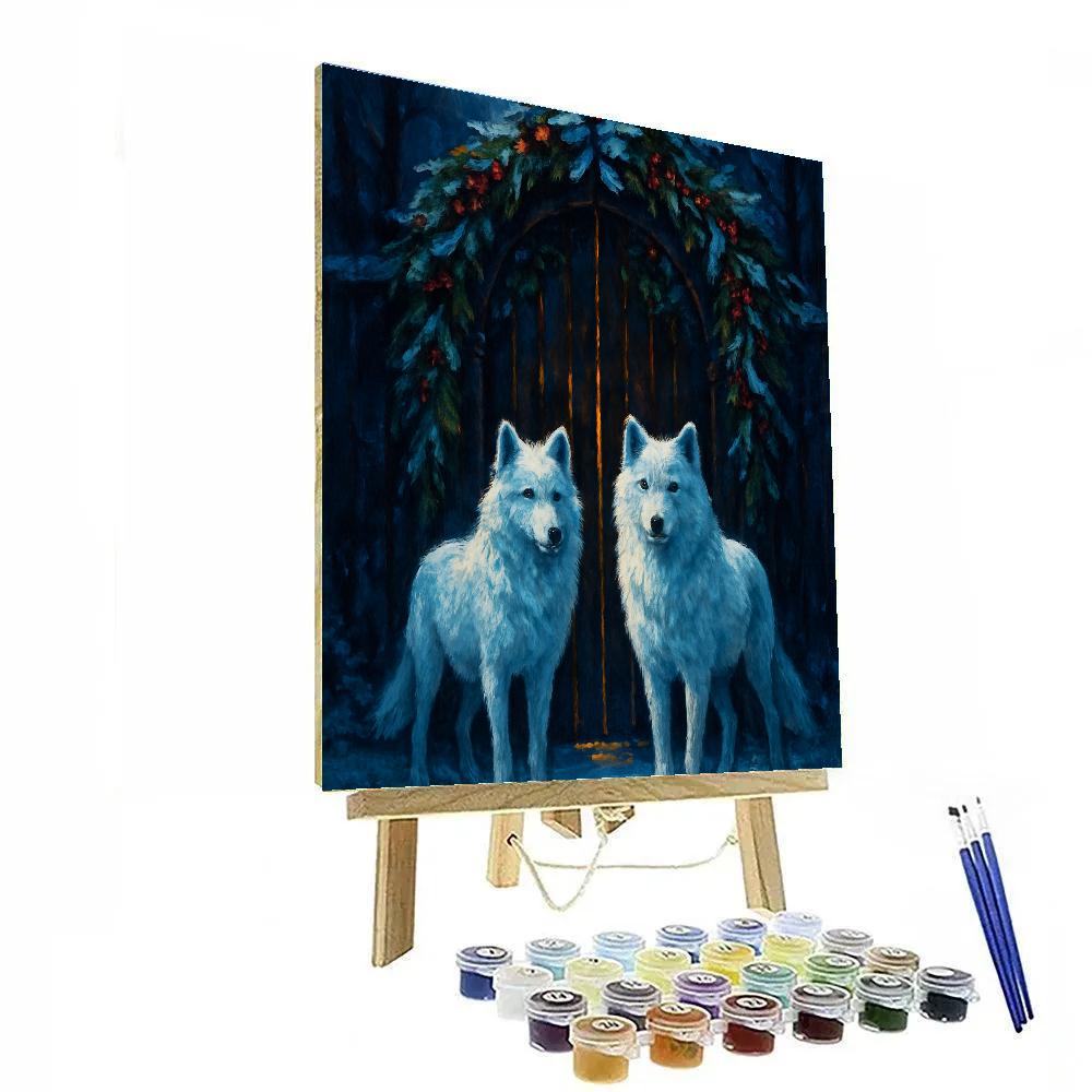 Midwinter Wolves At The Evergreen Gate Number painting
