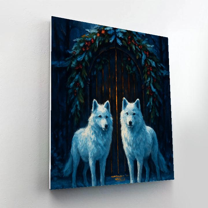 Midwinter Wolves At The Evergreen Gate Number painting