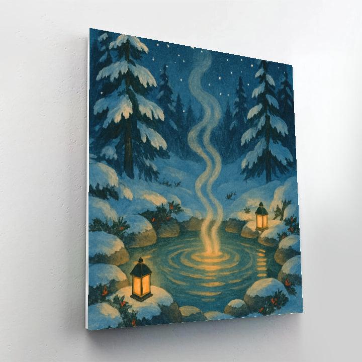 Christmas Hot Springs In Snowy Pines paint by color