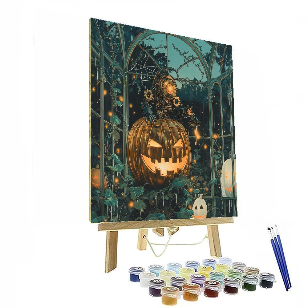 Haunted Clockwork Pumpkin Conservatory painting number kit