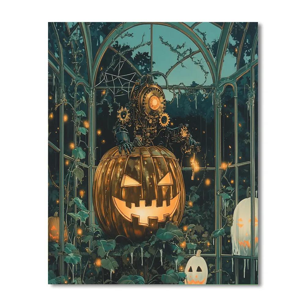 Haunted Clockwork Pumpkin Conservatory painting number kit