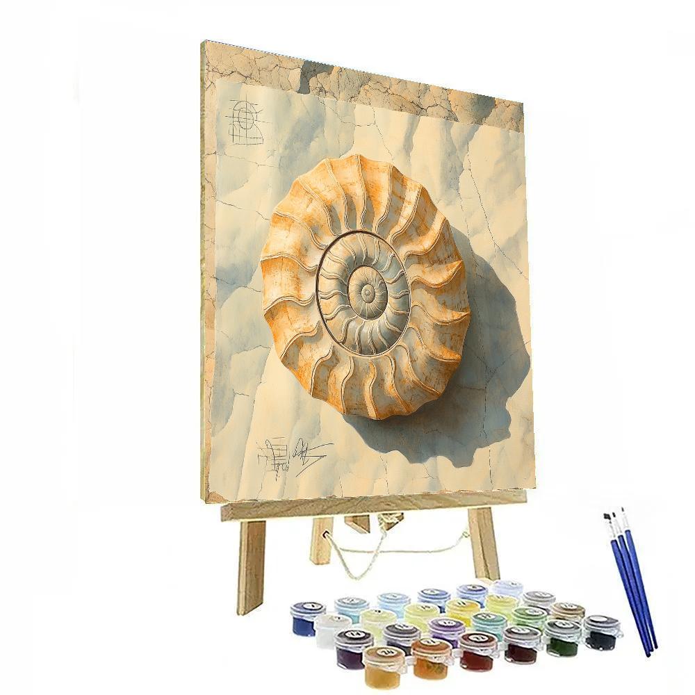 Leonardo Da Vinci Inspired Fossil Spiral Geometry Paint by numbers art