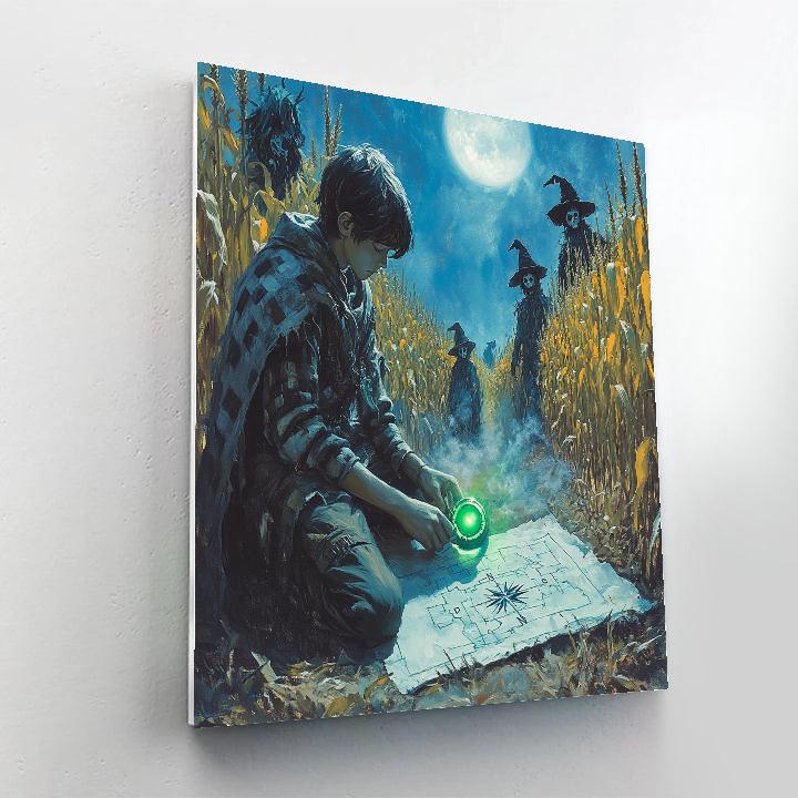 Spooky Moonlit Corn Maze Cartographer paint by number