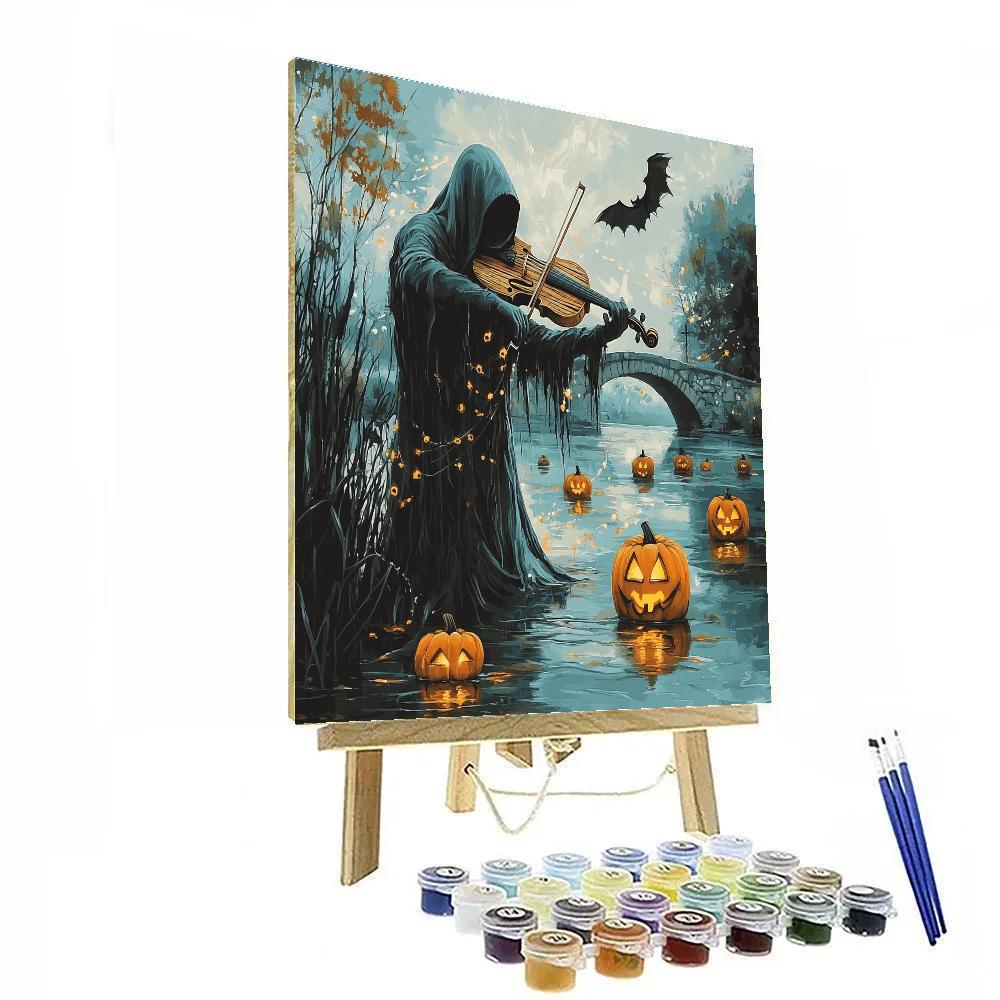 Haunted Riverside Violin Of Mist paint by color