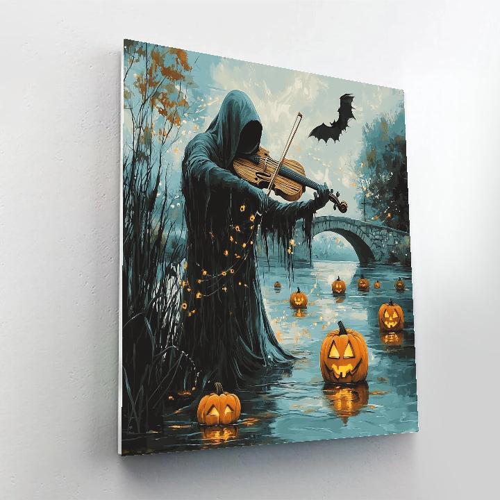 Haunted Riverside Violin Of Mist paint by color