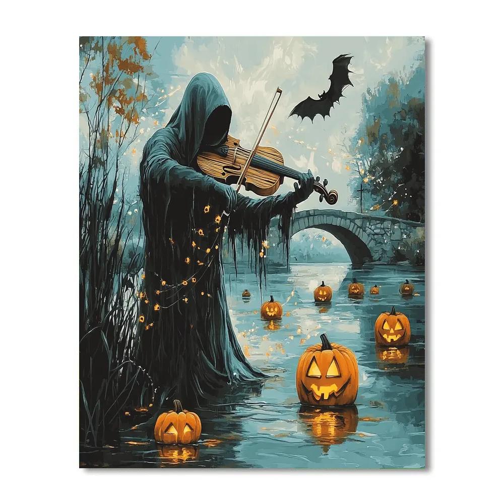Haunted Riverside Violin Of Mist paint by color
