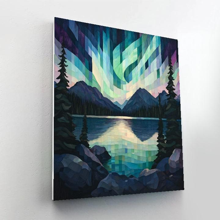 A.Y. Jackson Inspired Aurora Reflections On Boreal Night Lake Painting by numbers kit