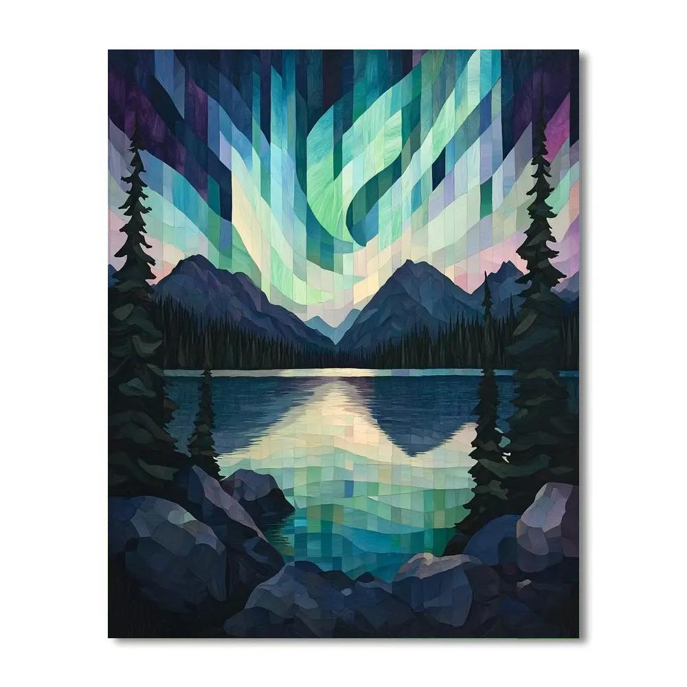 A.Y. Jackson Inspired Aurora Reflections On Boreal Night Lake Painting by numbers kit
