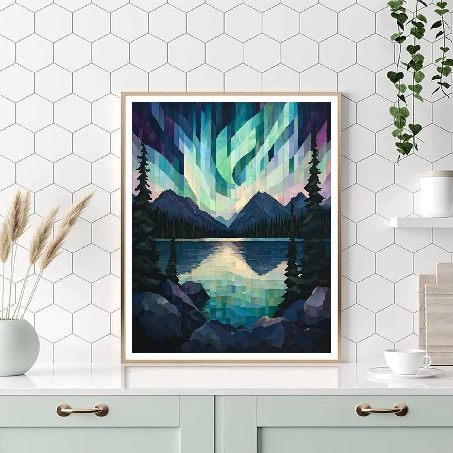 A.Y. Jackson Inspired Aurora Reflections On Boreal Night Lake Painting by numbers kit