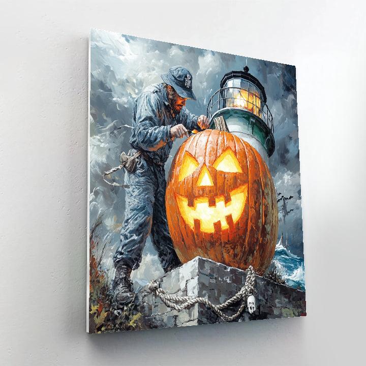 The Lighthouse Keeper, Halloween Night Signal DIY paint by numbers