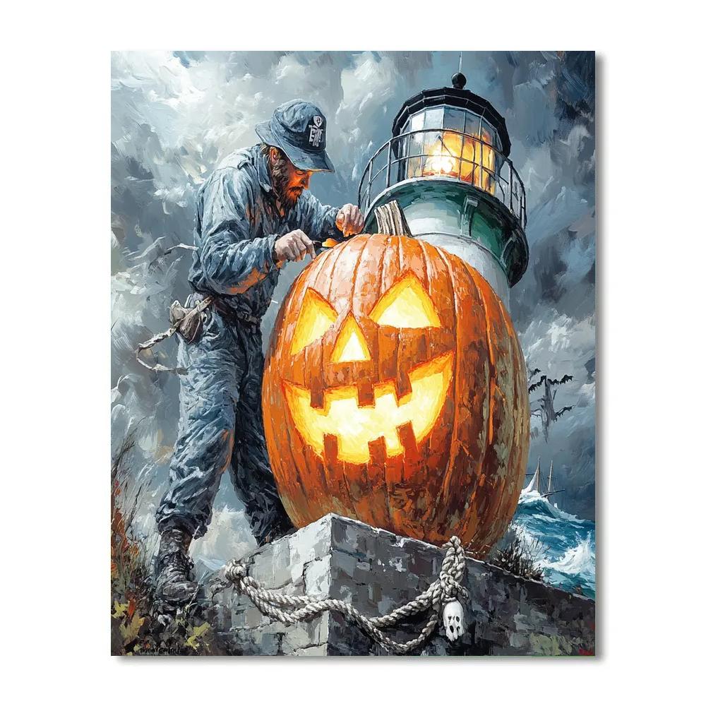 The Lighthouse Keeper, Halloween Night Signal DIY paint by numbers