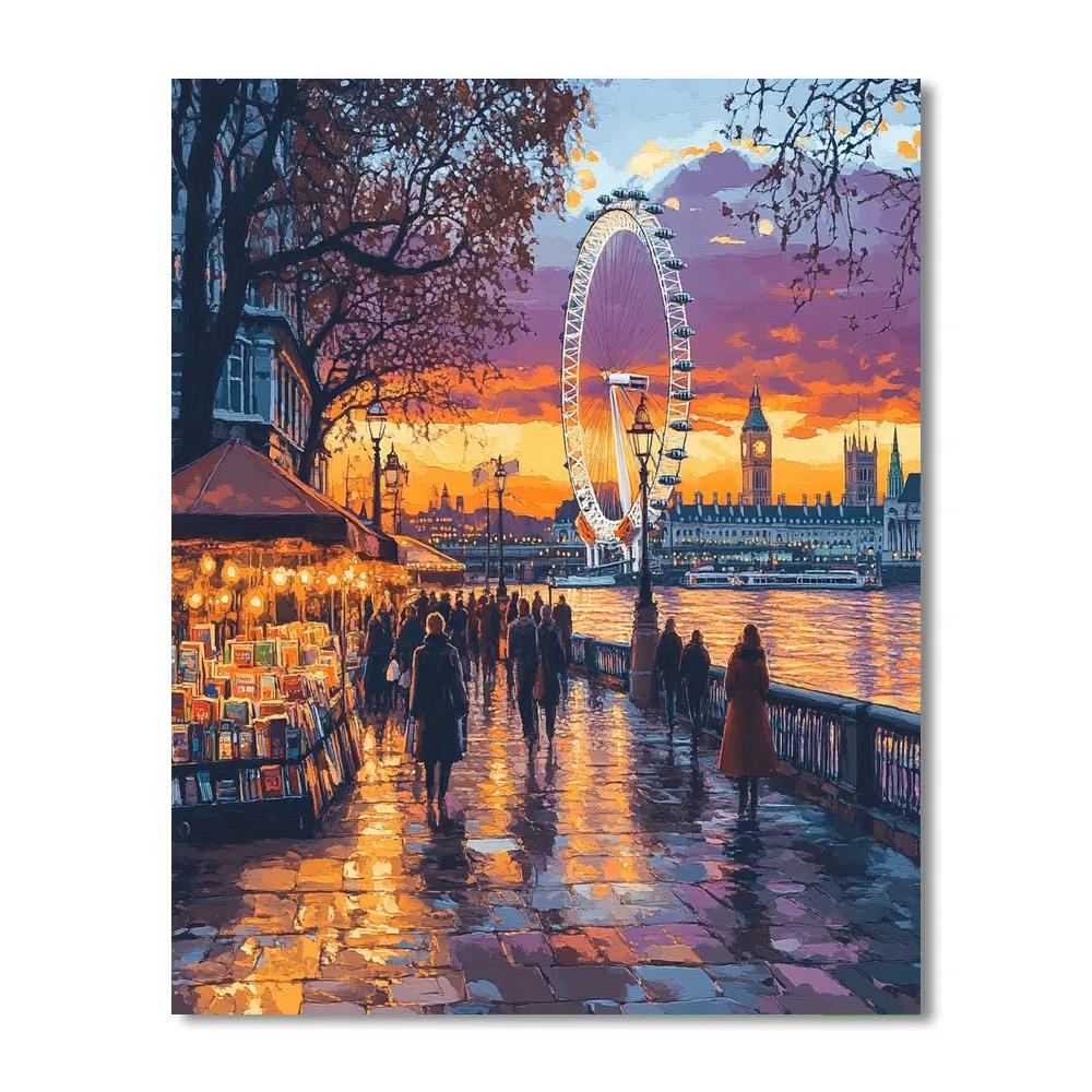 Evening Stroll Along South Bank London United Kingdom paint by numbers