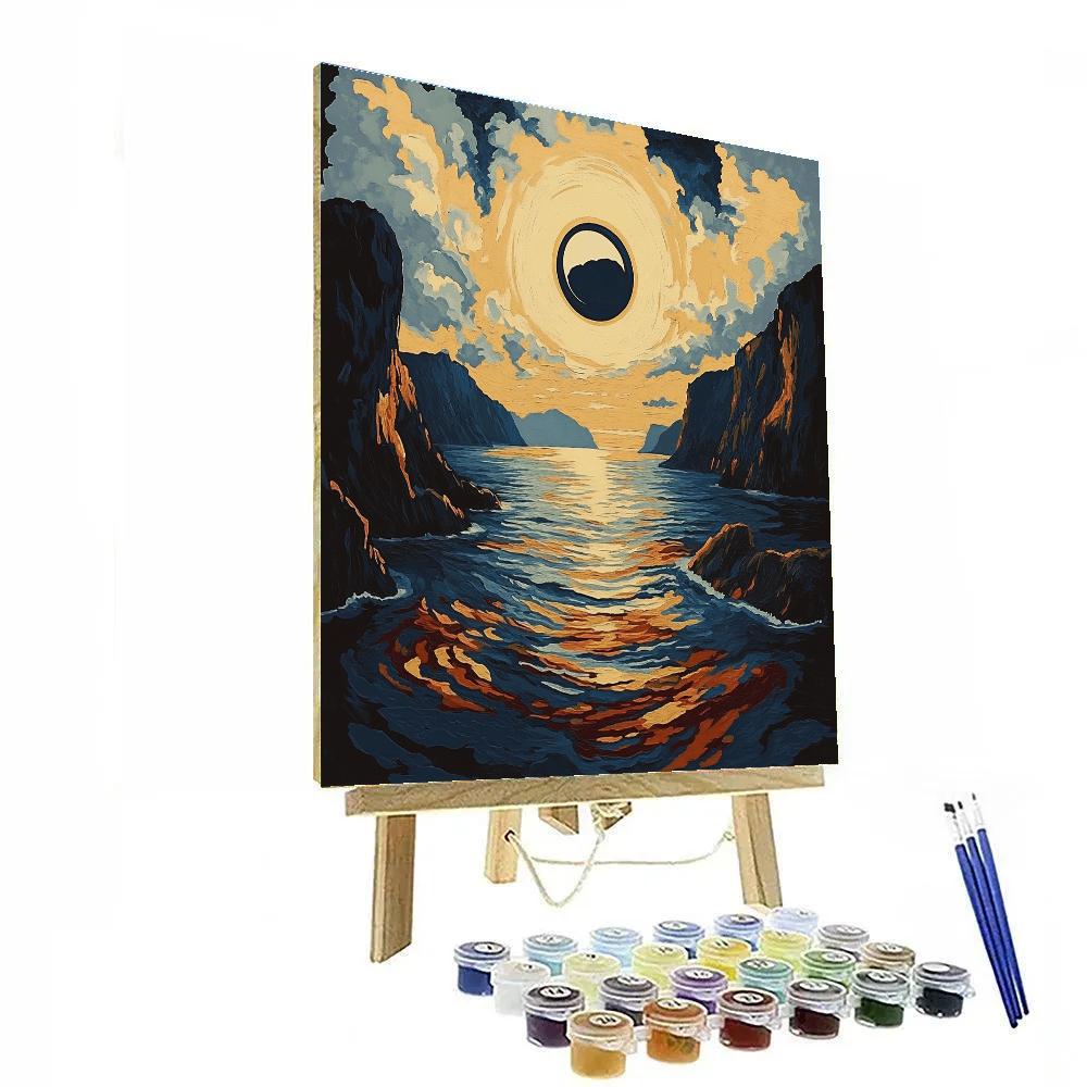 Edvard Munch Inspired Fjord Eclipse Over Trembling Cliffs Paint by numbers kits