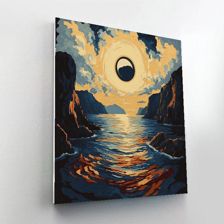 Edvard Munch Inspired Fjord Eclipse Over Trembling Cliffs Paint by numbers kits