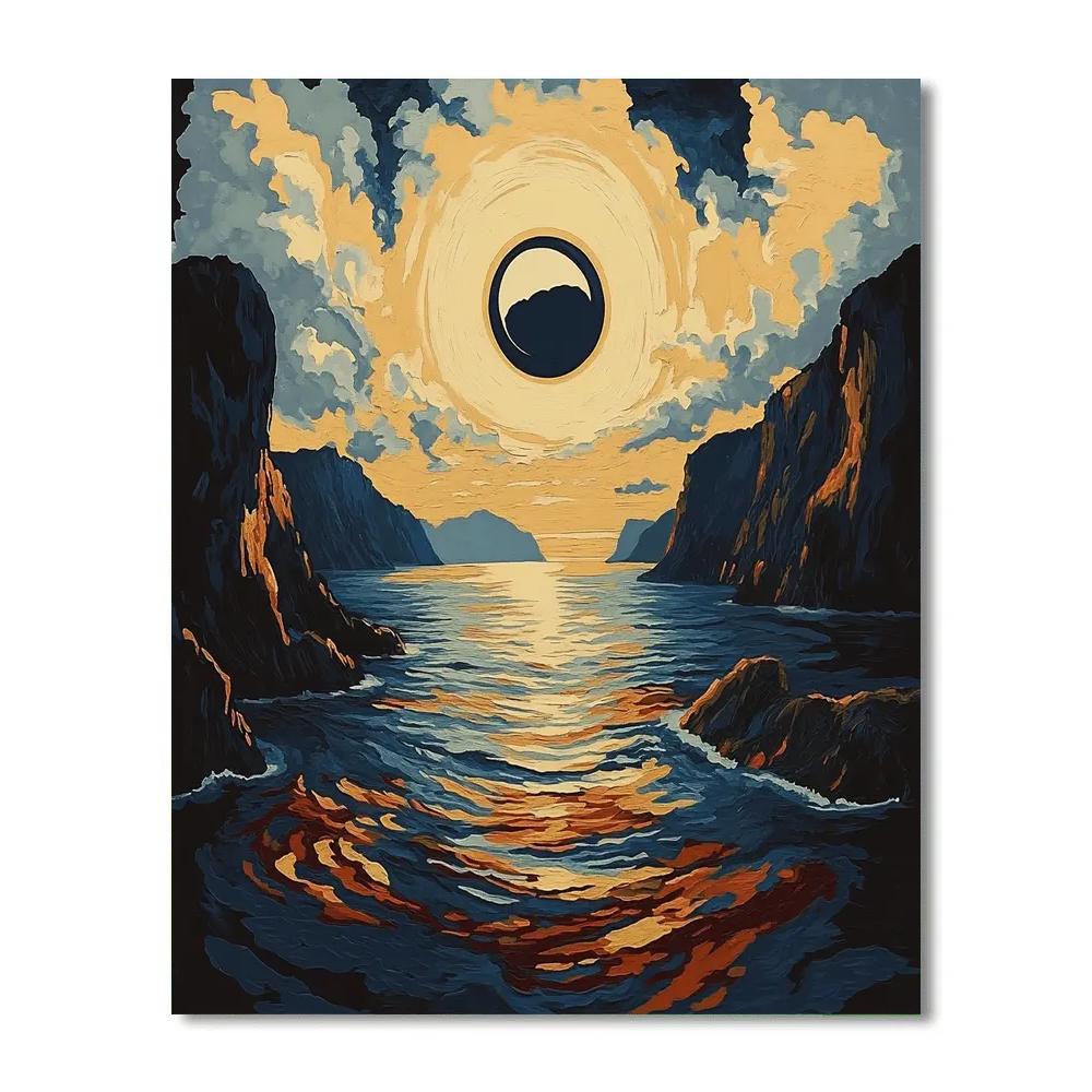 Edvard Munch Inspired Fjord Eclipse Over Trembling Cliffs Paint by numbers kits