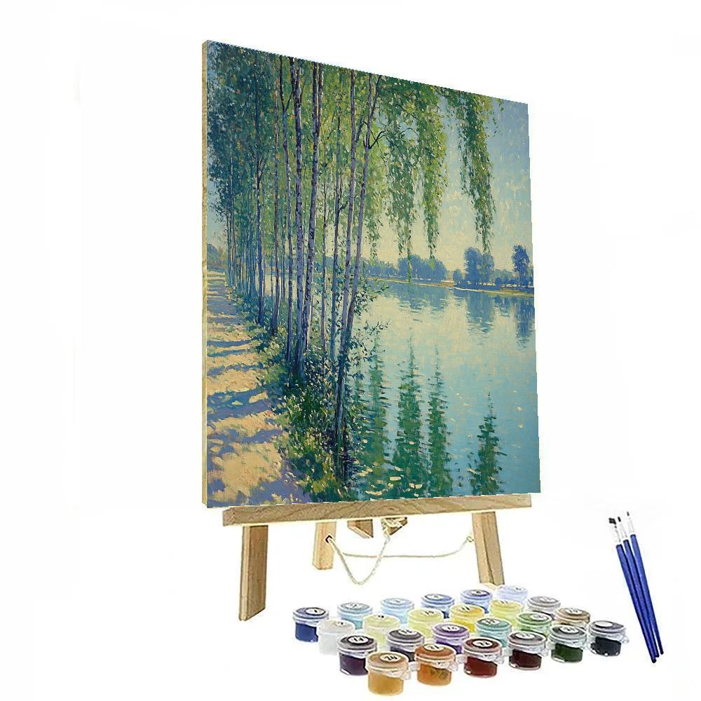 Claude Monet Inspired Poplar Nebula Riverbank Number painting