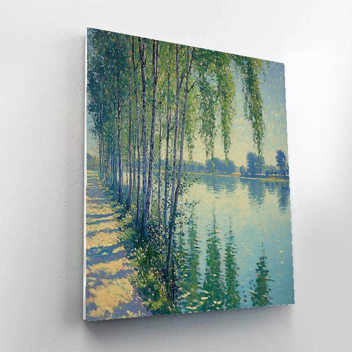 Claude Monet Inspired Poplar Nebula Riverbank Number painting