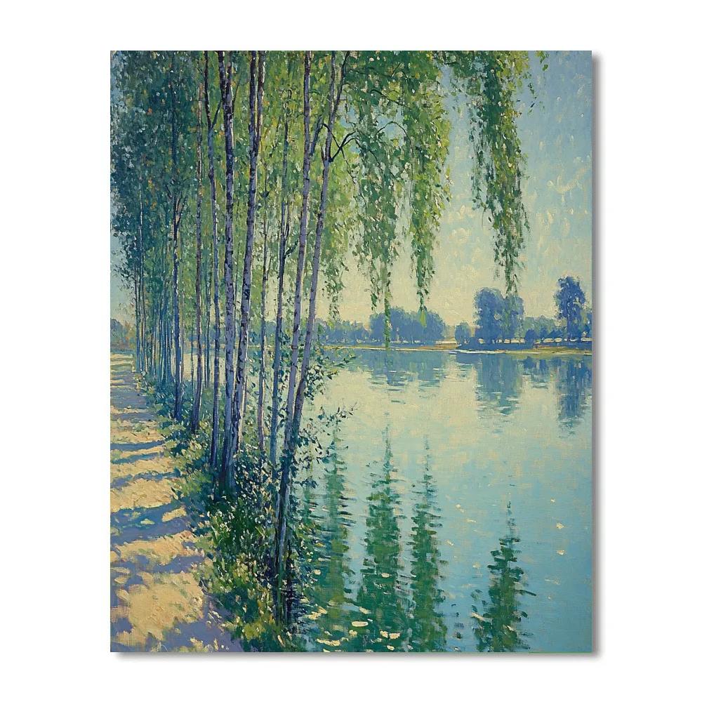 Claude Monet Inspired Poplar Nebula Riverbank Number painting