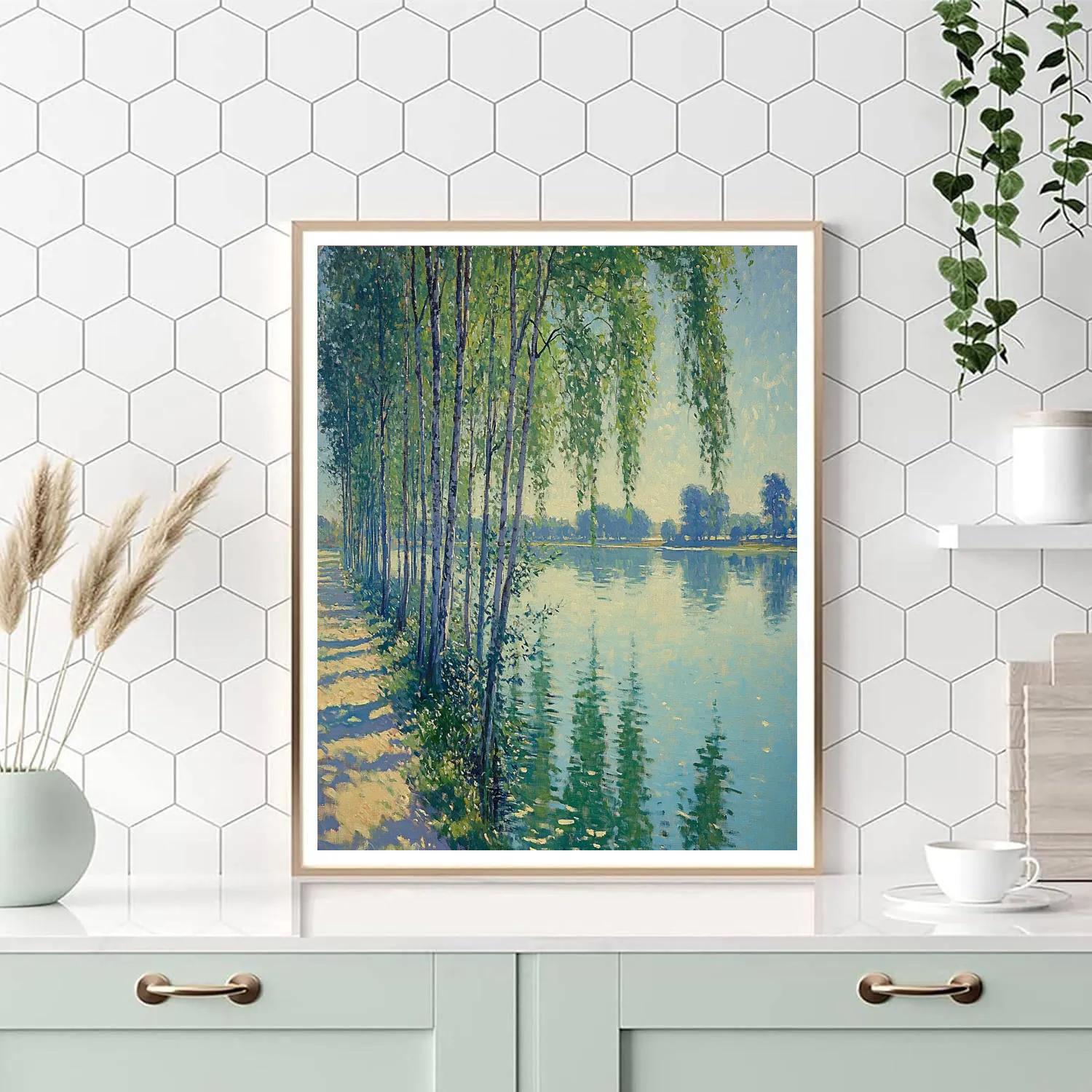 Claude Monet Inspired Poplar Nebula Riverbank Number painting