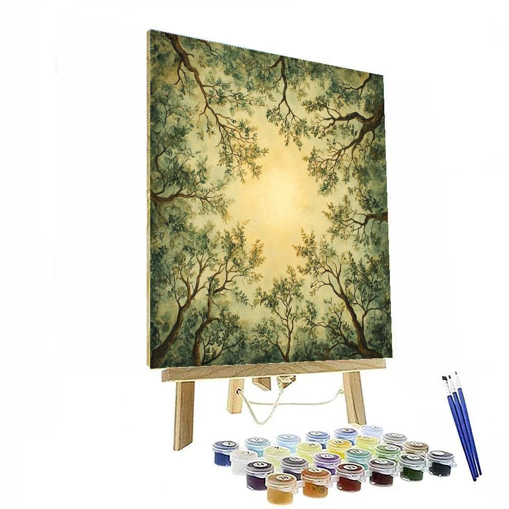 Leonardo Da Vinci Inspired Forest Canopy Light Lattices Painting by numbers kit
