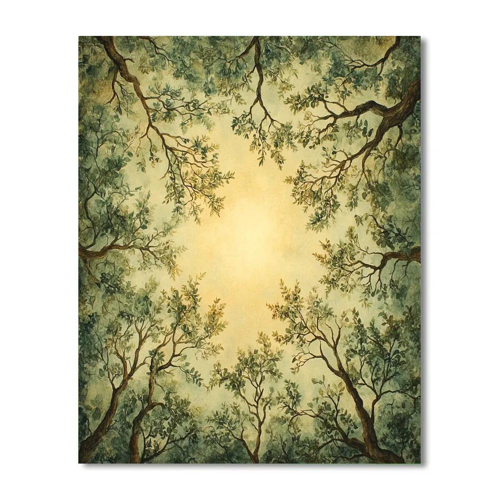 Leonardo Da Vinci Inspired Forest Canopy Light Lattices Painting by numbers kit