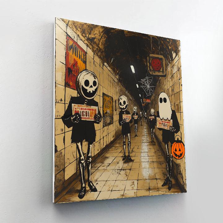 Haunted Metro Station Of Paper Skeletons Paint by numbers kits