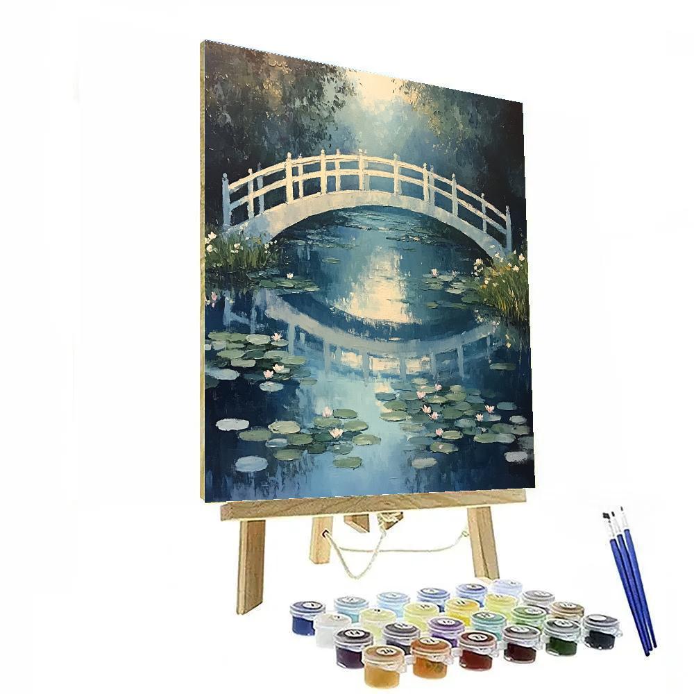 Claude Monet Inspired Japanese Bridge Moonlit Mist DIY paint by numbers