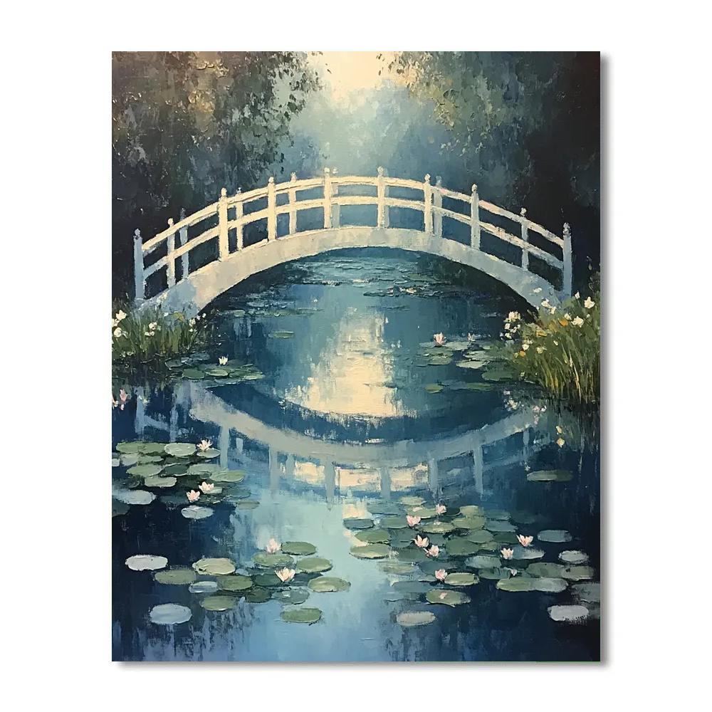 Claude Monet Inspired Japanese Bridge Moonlit Mist DIY paint by numbers