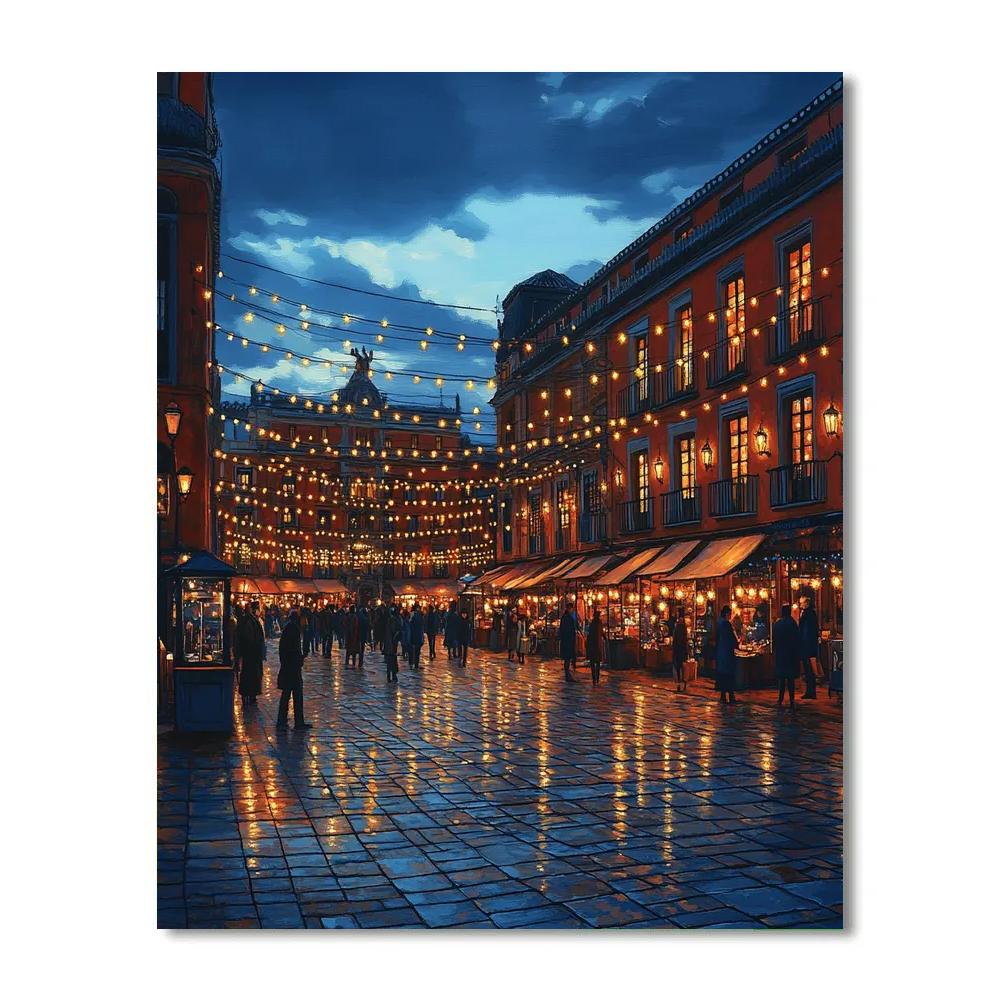 Winter Lights At Plaza Mayor Madrid Spain Paint by numbers kits