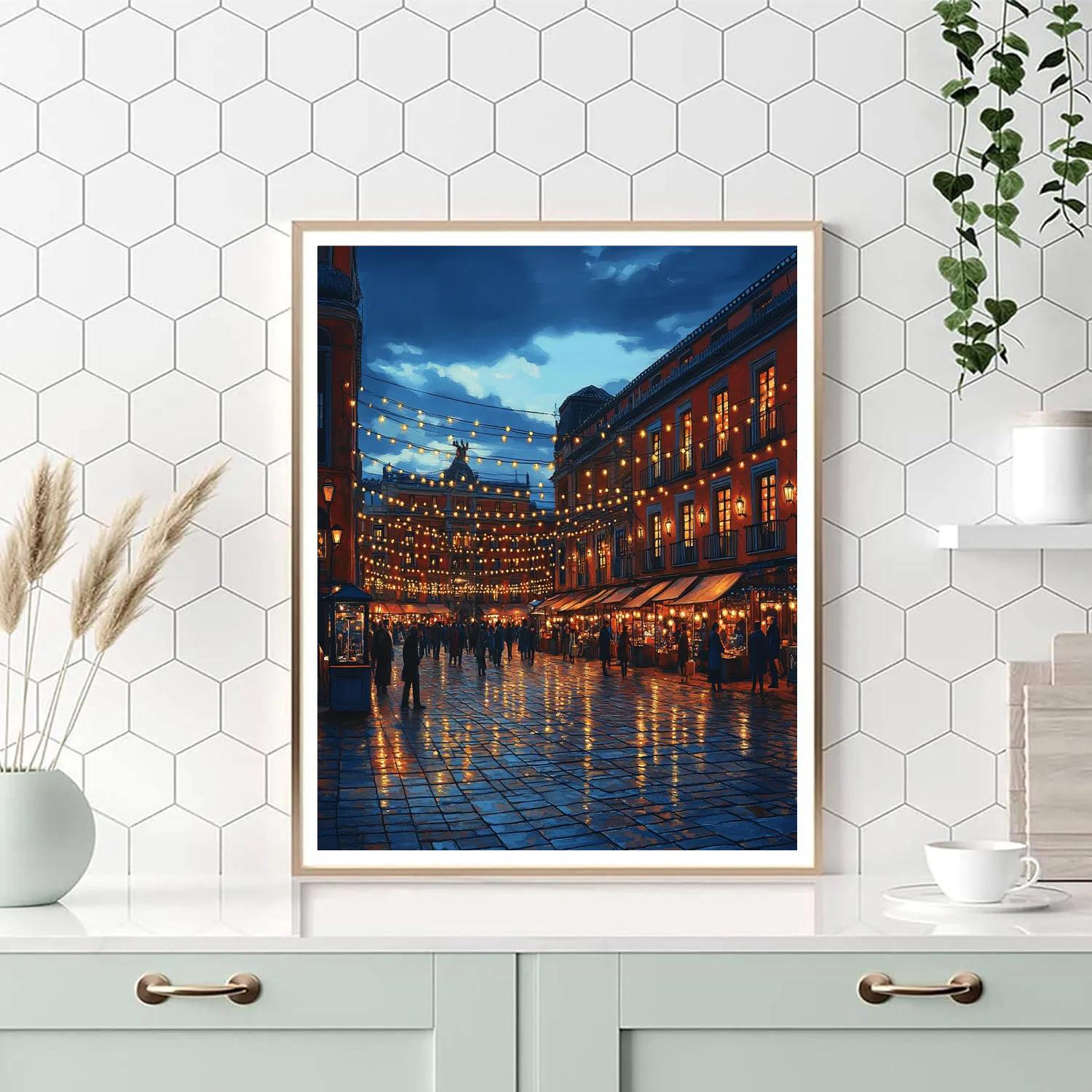 Winter Lights At Plaza Mayor Madrid Spain Paint by numbers kits
