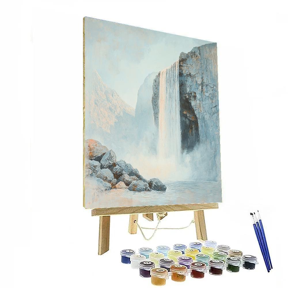 Leonardo Da Vinci Inspired Rainbow Mist Over Waterfall DIY paint by numbers