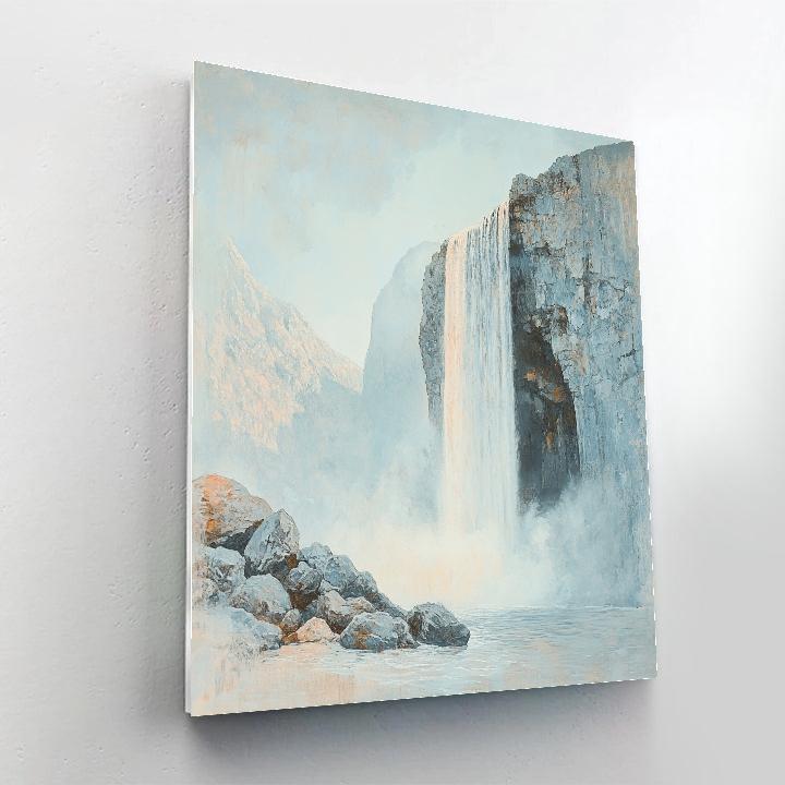 Leonardo Da Vinci Inspired Rainbow Mist Over Waterfall DIY paint by numbers