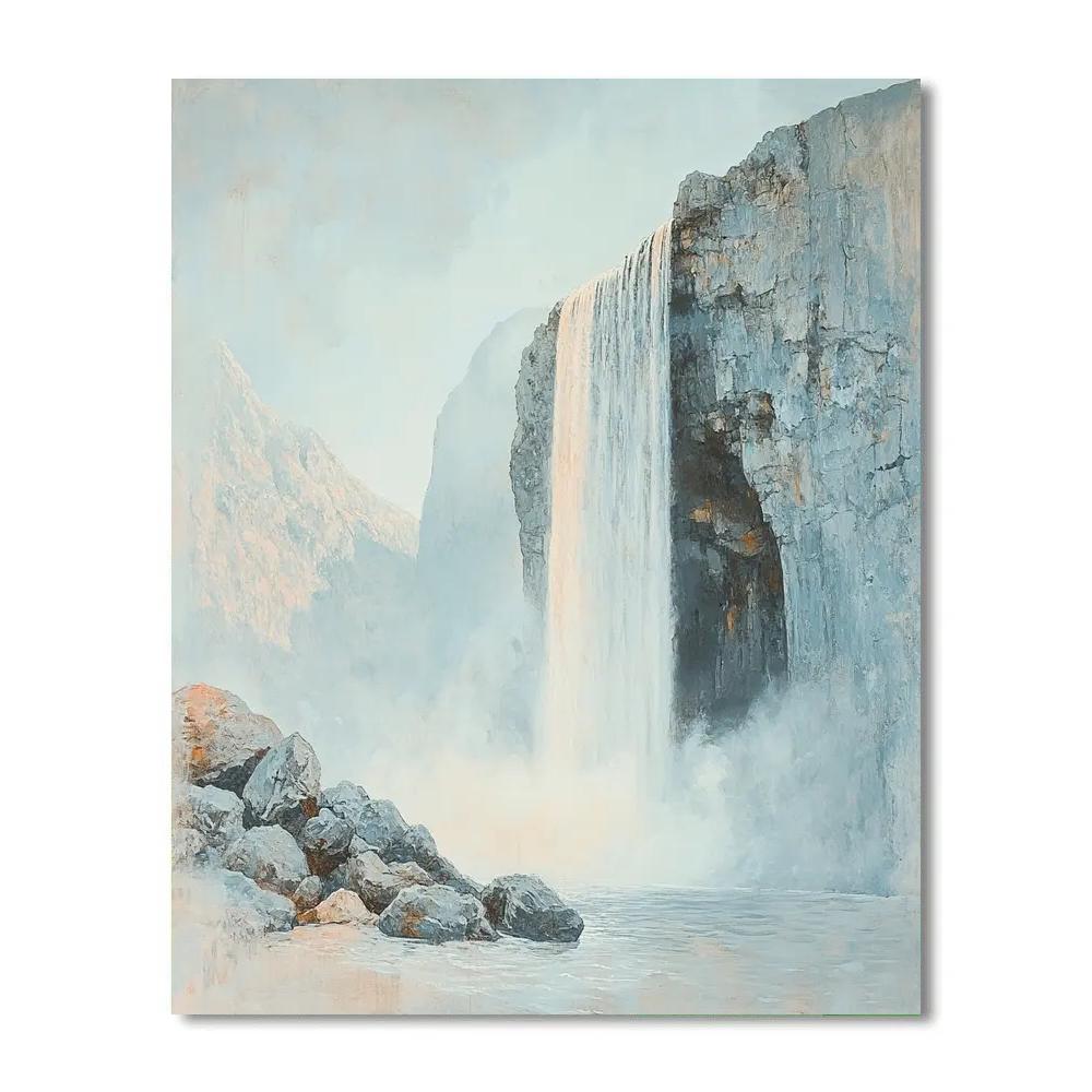 Leonardo Da Vinci Inspired Rainbow Mist Over Waterfall DIY paint by numbers