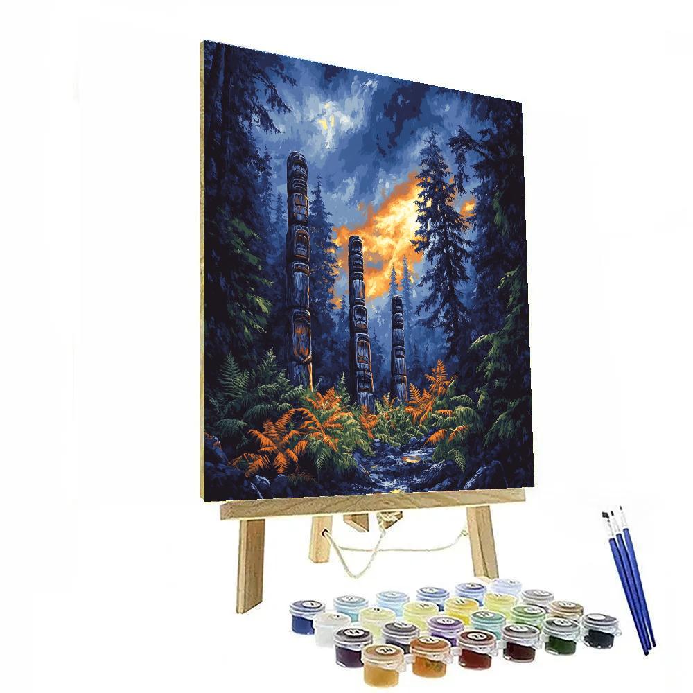 Emily Carr Inspired Totem Grove In Stormlight Paint by numbers art