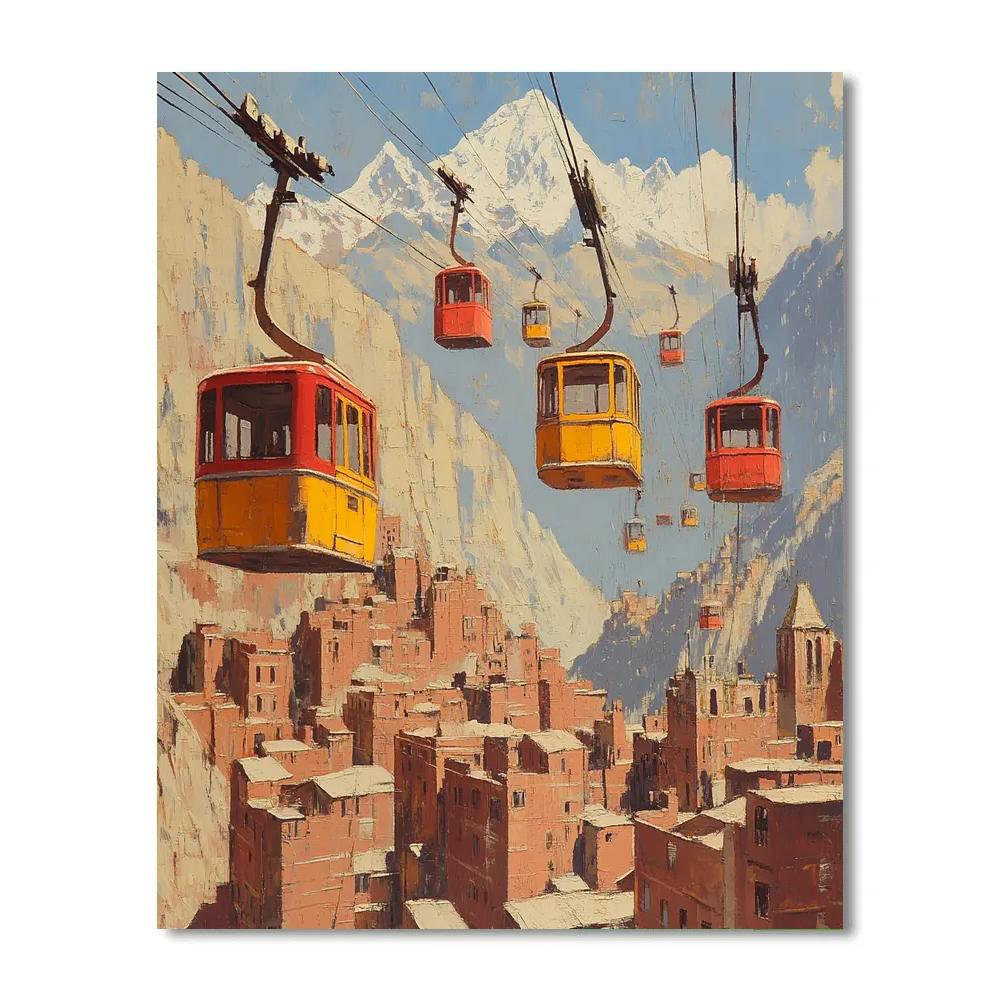 Cable Cars Over La Paz Bolivia Number painting