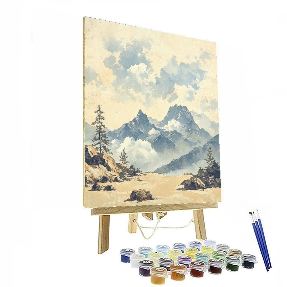 Leonardo Da Vinci Inspired Mountain Cloud Anatomy Paint by numbers art