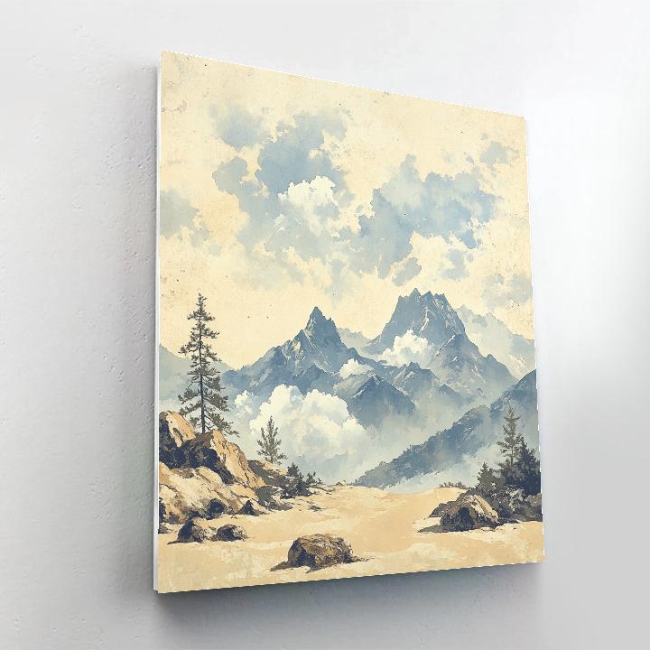 Leonardo Da Vinci Inspired Mountain Cloud Anatomy Paint by numbers art