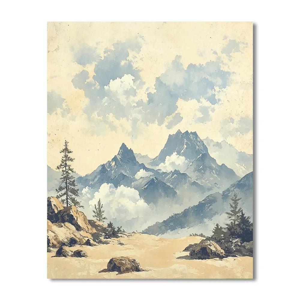 Leonardo Da Vinci Inspired Mountain Cloud Anatomy Paint by numbers art
