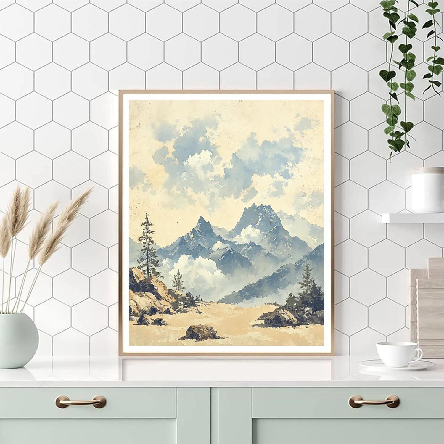 Leonardo Da Vinci Inspired Mountain Cloud Anatomy Paint by numbers art