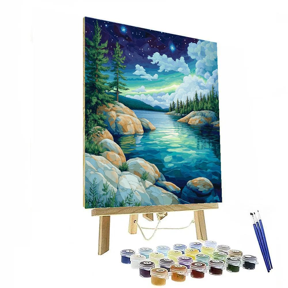 Franklin Carmichael Inspired Aurora Over Granite Bay Paint by numbers kits