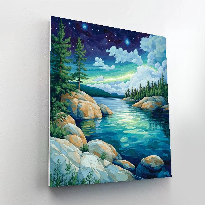 Franklin Carmichael Inspired Aurora Over Granite Bay Paint by numbers kits