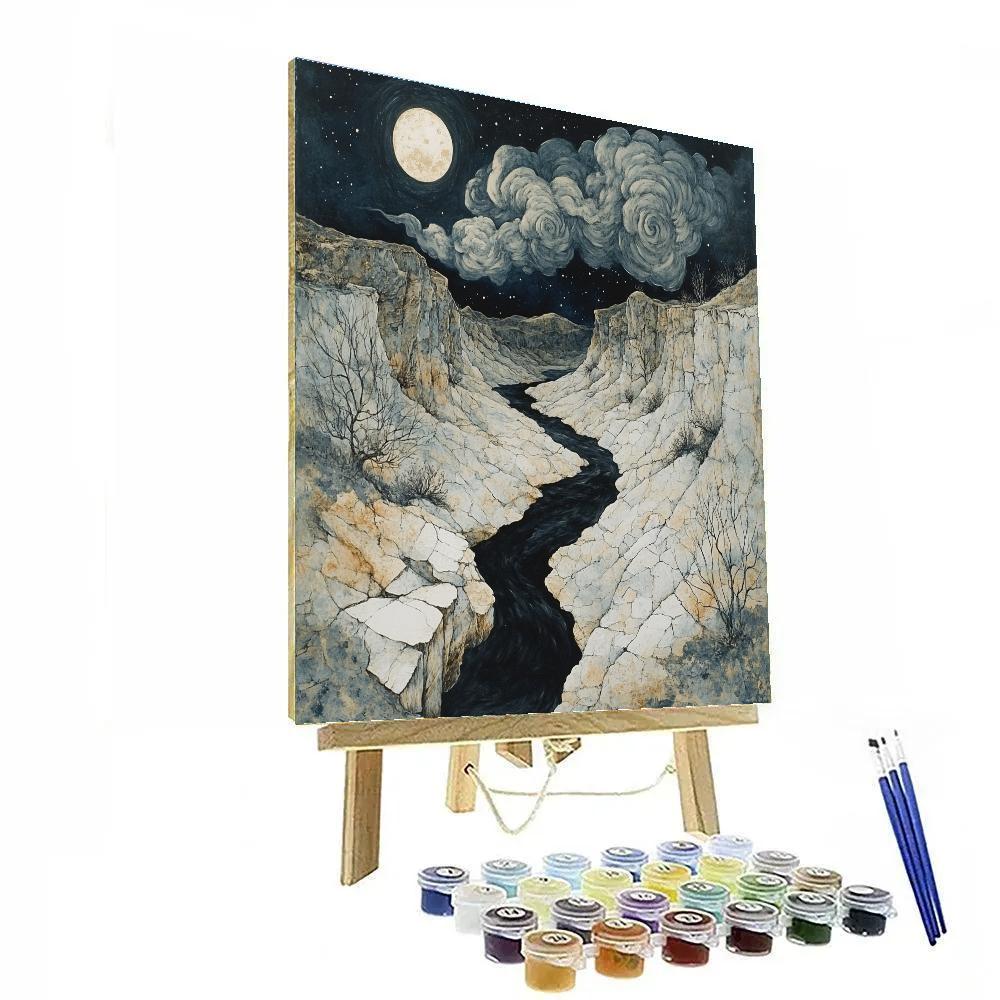 Francisco Goya Inspired Moonlit Ravine With Nebula Clouds Painting by numbers kit