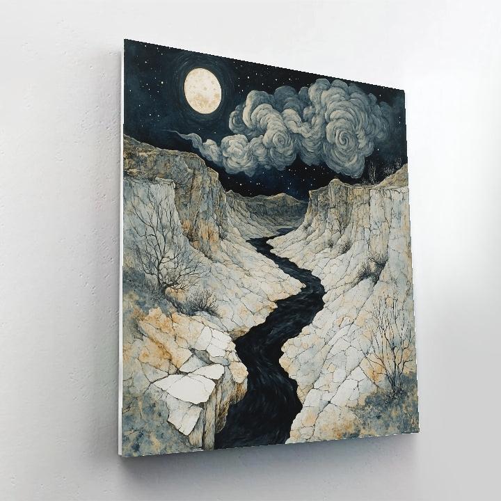Francisco Goya Inspired Moonlit Ravine With Nebula Clouds Painting by numbers kit